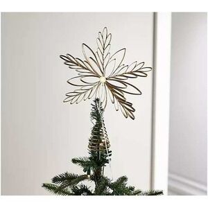LightScapes 13" Illuminated Metal Snowflake Tree Topper Gold Glitter H428049‎